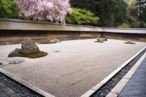 Japanese zen garden. Wikimedia Commons