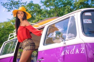Miss Costa Rica 2015 Brenda Castro smiles as she arrives at a charitable event. Facebook