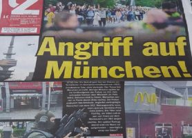 Today's print cover of Tageszeitung -tz- tabloid from Munich