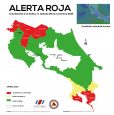 A map of the emergency status of Costa Rica's regions as of late Saturday, source National Emergency Commission.