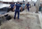 The 400 ms of illegal fishing nets seized n the Gulf of Nicoya this week by Coast Guard patrols, photo Public Security Ministry.