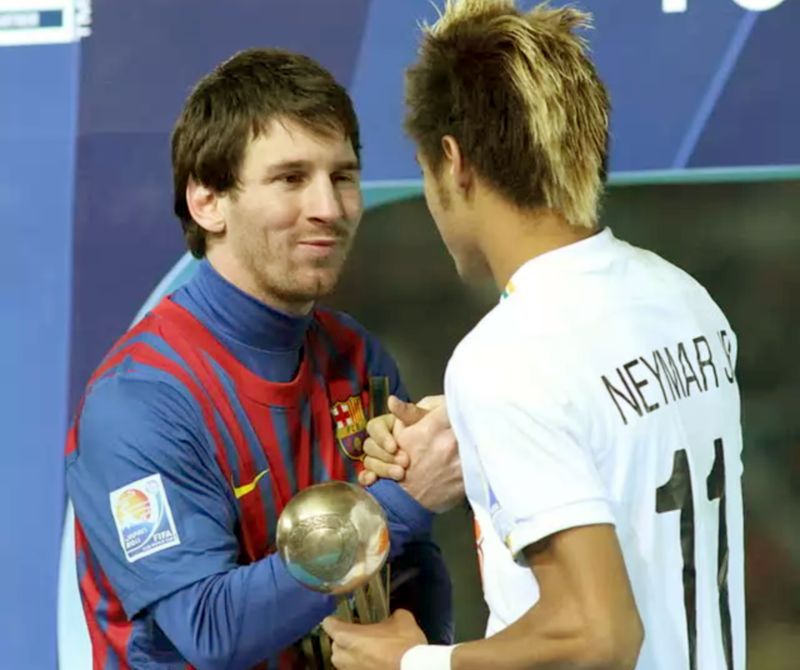 Messi with teammate Neymar. Wikimedia Commons