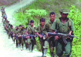 FARC guerrilla unit marching in 1998. Wikimedia Commons