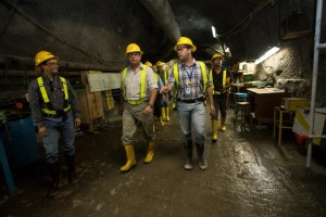 Costa Rican president, Luis Guillermo Solis tours the Reventazon hydroelectric plant while still under construction in 2014. (Casa Presidencial)