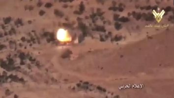 Nighttime drone footage of the strike. Al-Manar TV 